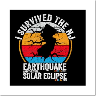 Vintage I Survived the NJ Earthquake and Total Solar Eclipse 2024 Posters and Art